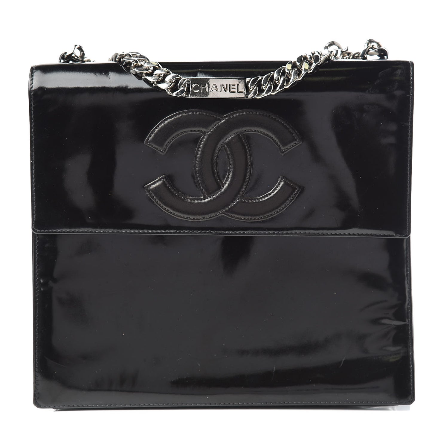 Vinyl CC Flap Bag Black