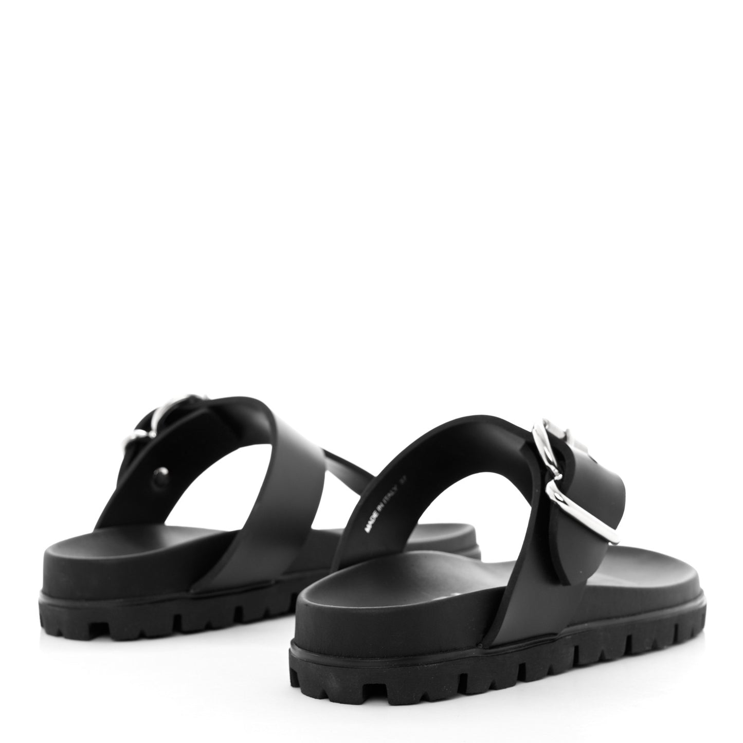 EVA Rubber Buckled Lug Sole 20mm Thong Sandals 37 Black