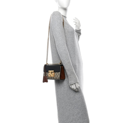 Gucci GG Supreme Monogram Calfskin Small Padlock Shoulder Bag Beige Black Cuir 1 of 10