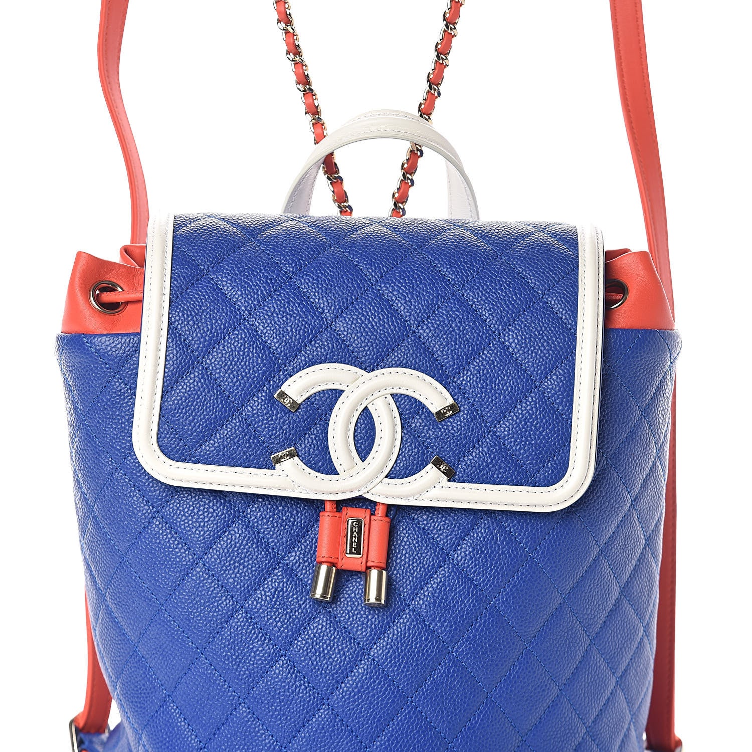 Chanel Caviar Quilted Filigree Backpack Blue 8 of 10
