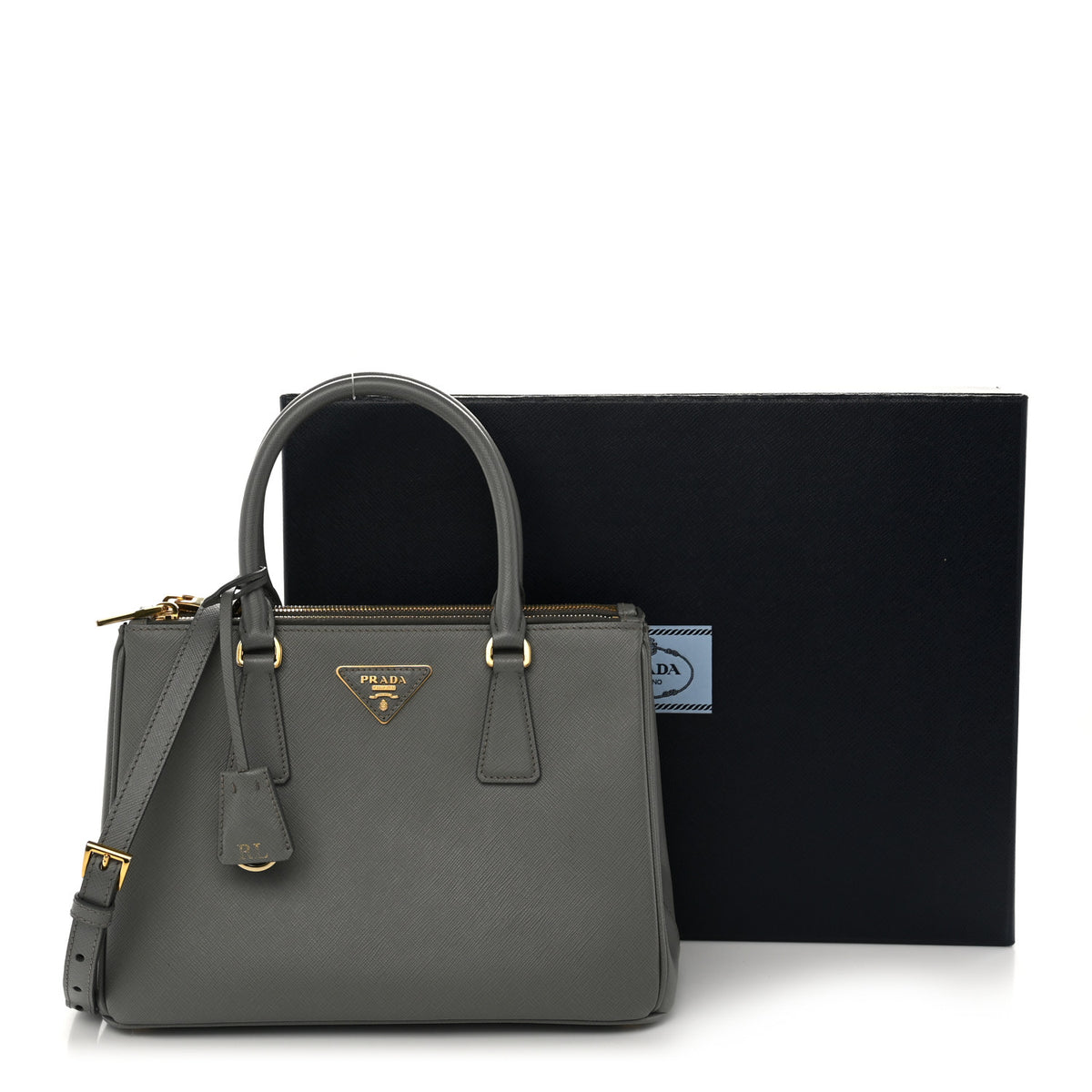 Saffiano Lux Small Galleria Double Zip Tote Ardesia