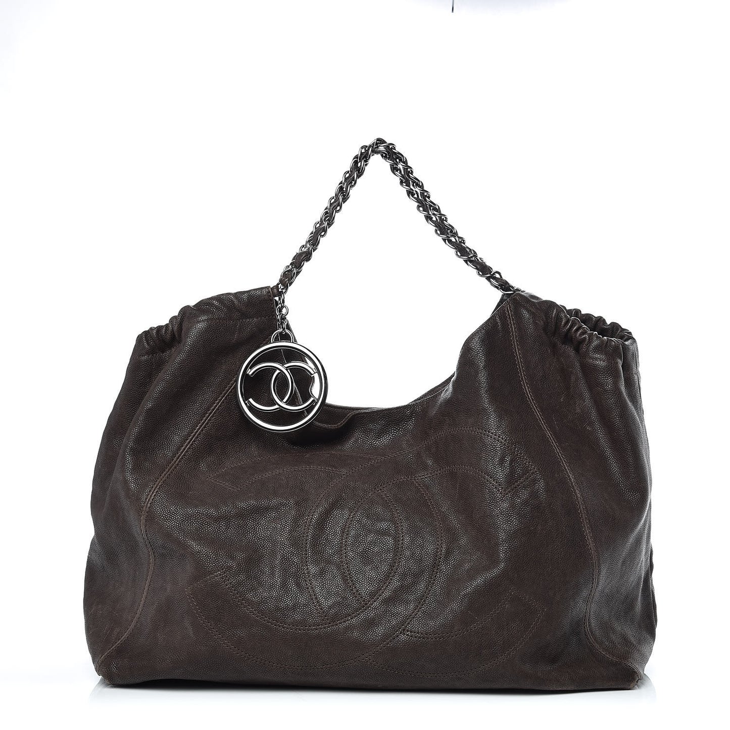 Distressed Caviar XL Coco Cabas Brown