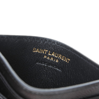 Saint Laurent Grain De Poudre Matelasse Chevron Monogram Credit Card Case Black 7 of 8