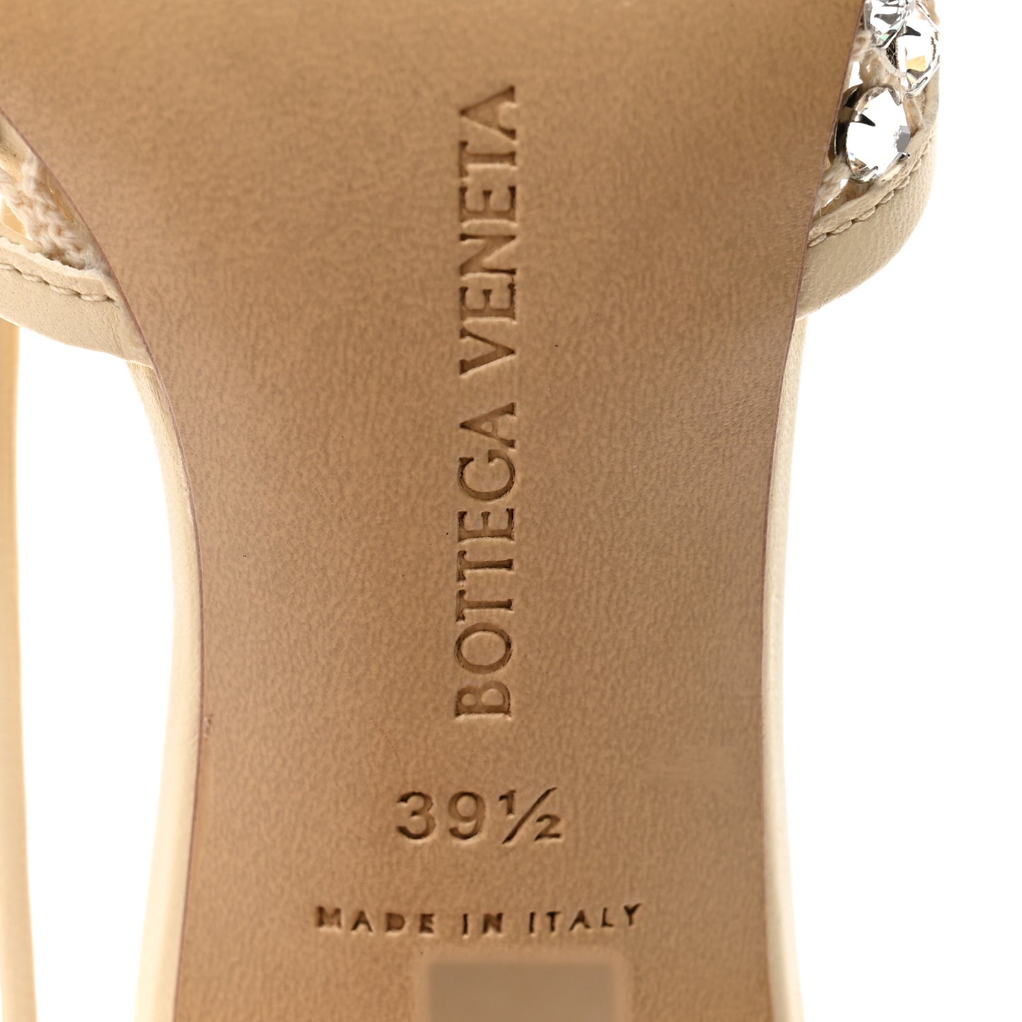 Mesh Nappa Crystal Embellished Sparkle Stretch Ankle Tie Sandals 39.5 Toile