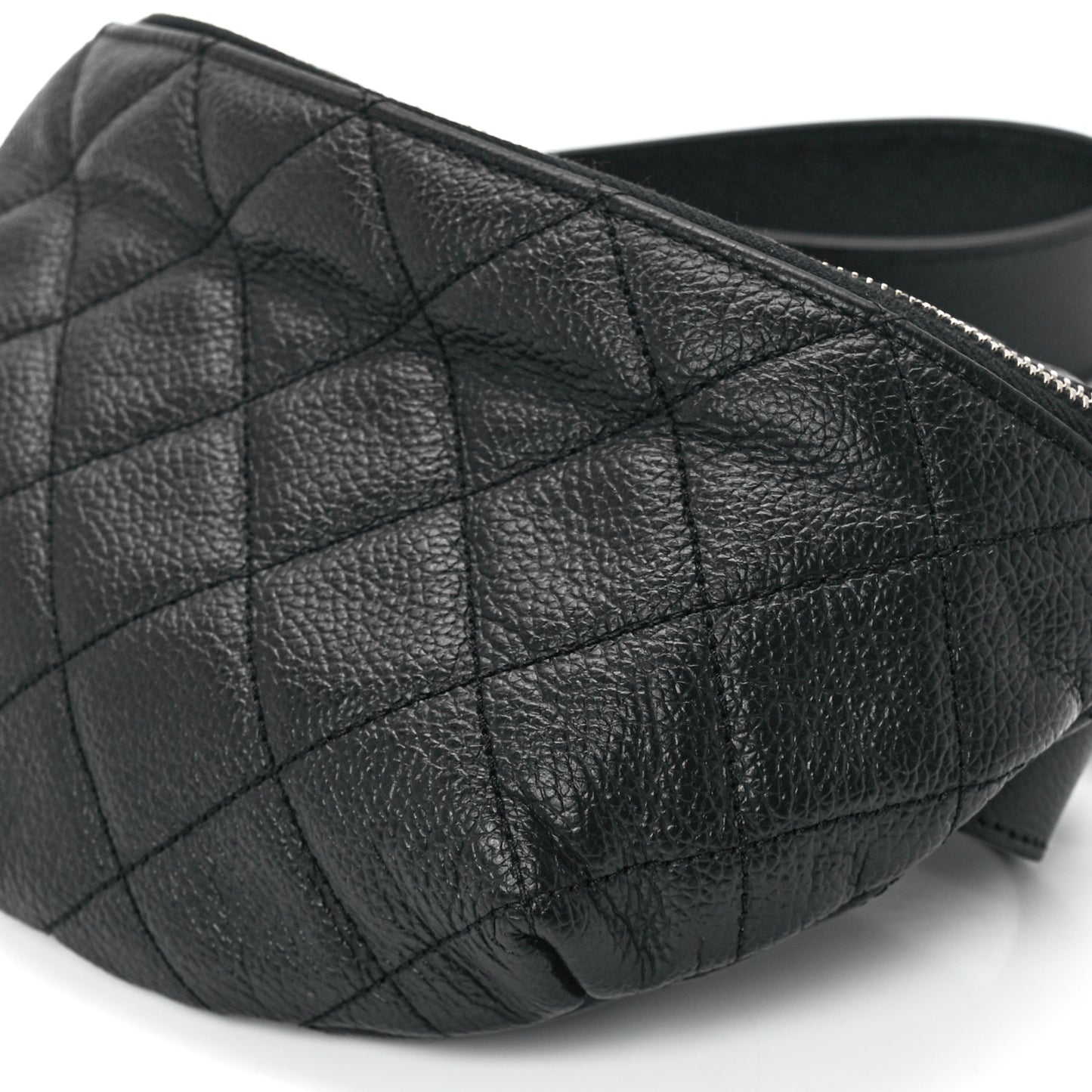 Grained Calfskin Quilted Waist Belt Bag Black