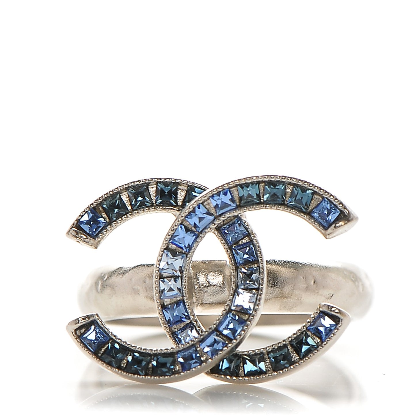 Crystal Baguette CC Ring 6.75 Blue