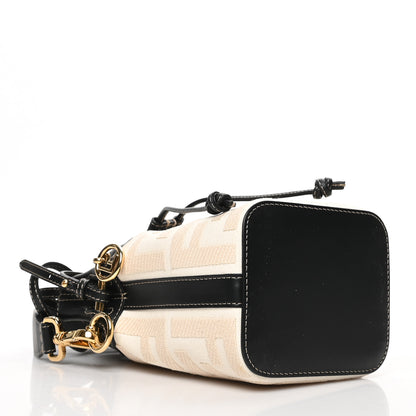 Fendi Canvas Vitello King F is Fendi FF Embroidered Mini Mon Tresor Bucket Bag Grezzo Black 3 of 6
