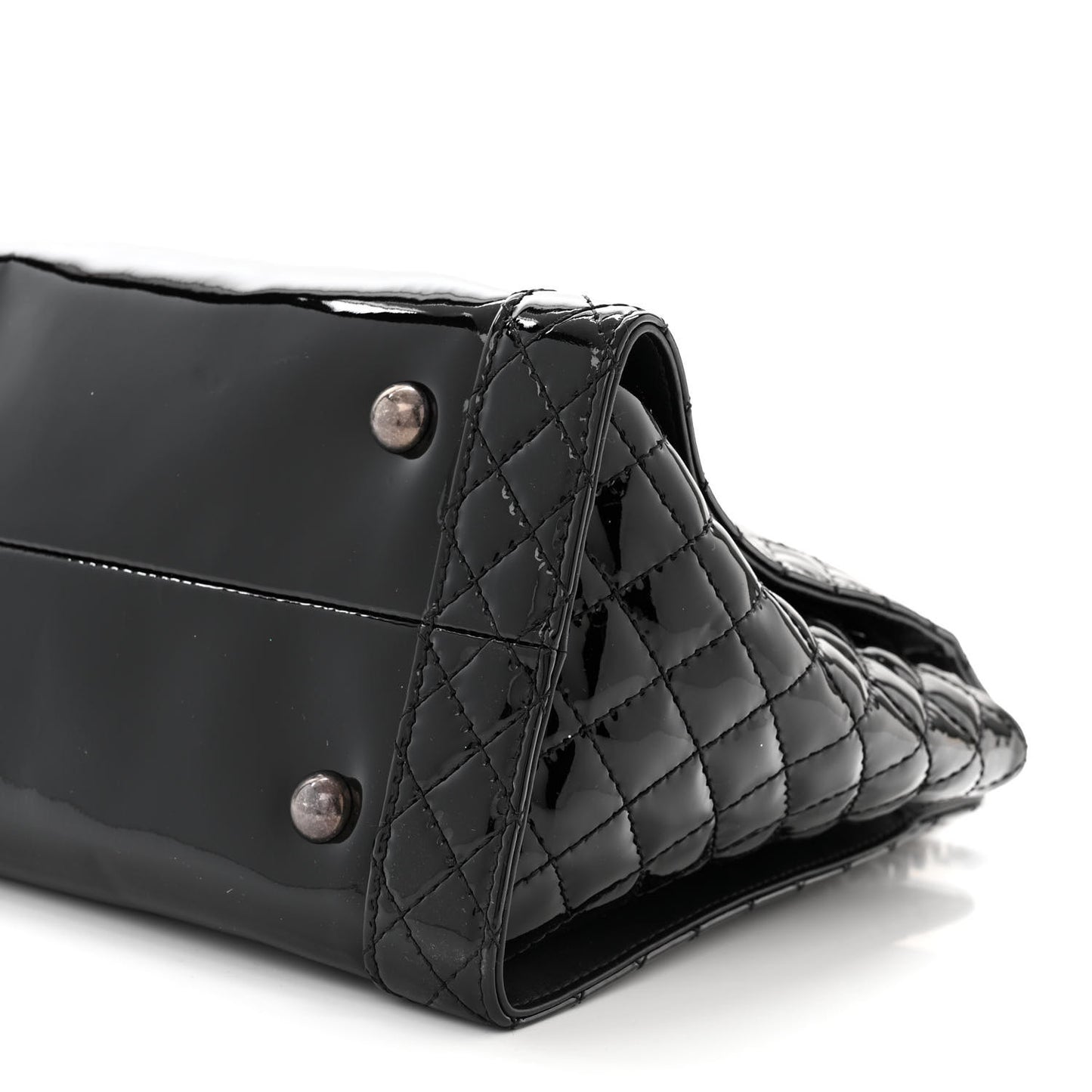 Patent Quilted Reverso Boy Tote Black