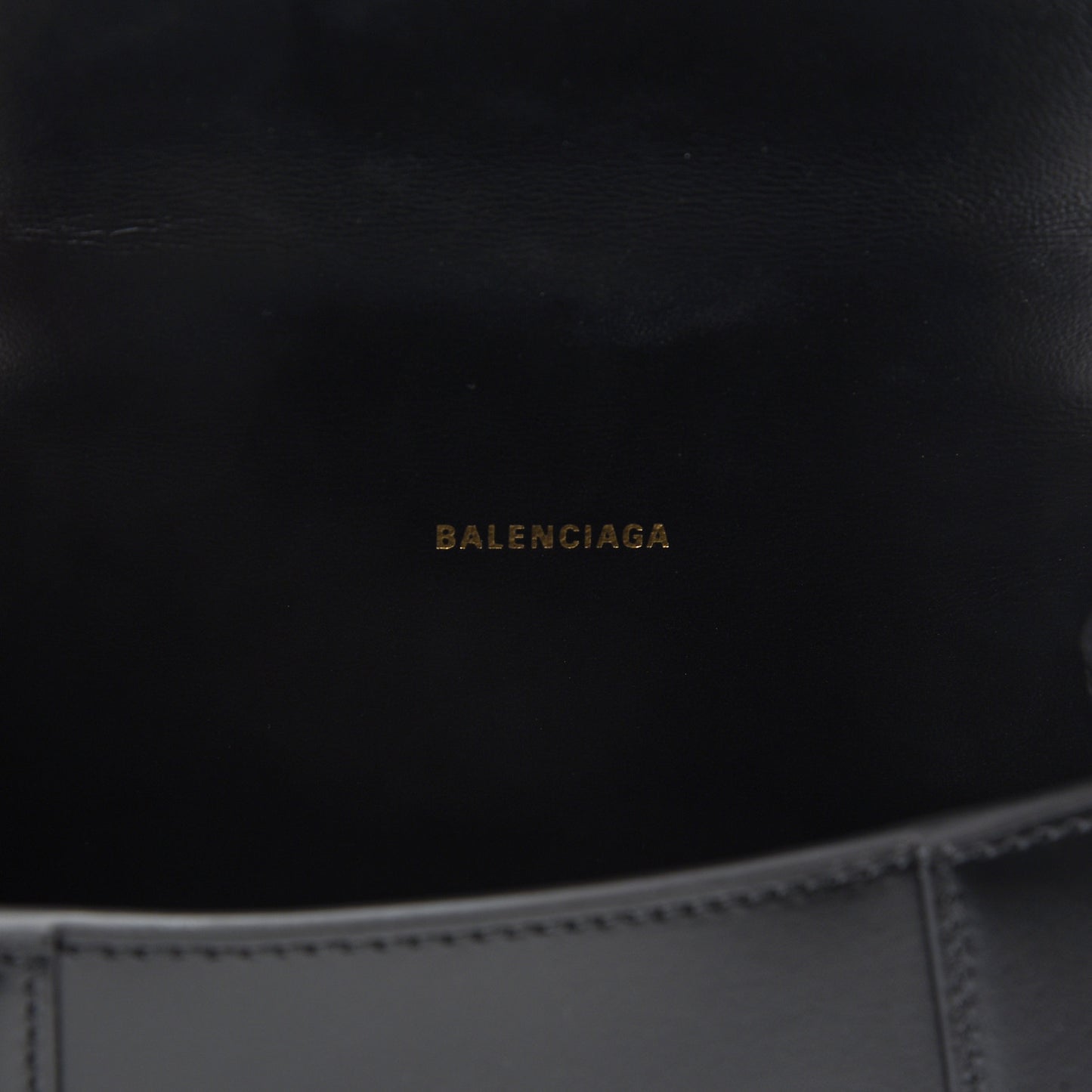Shiny Box Calfskin Hourglass Top Handle Bag XS Black