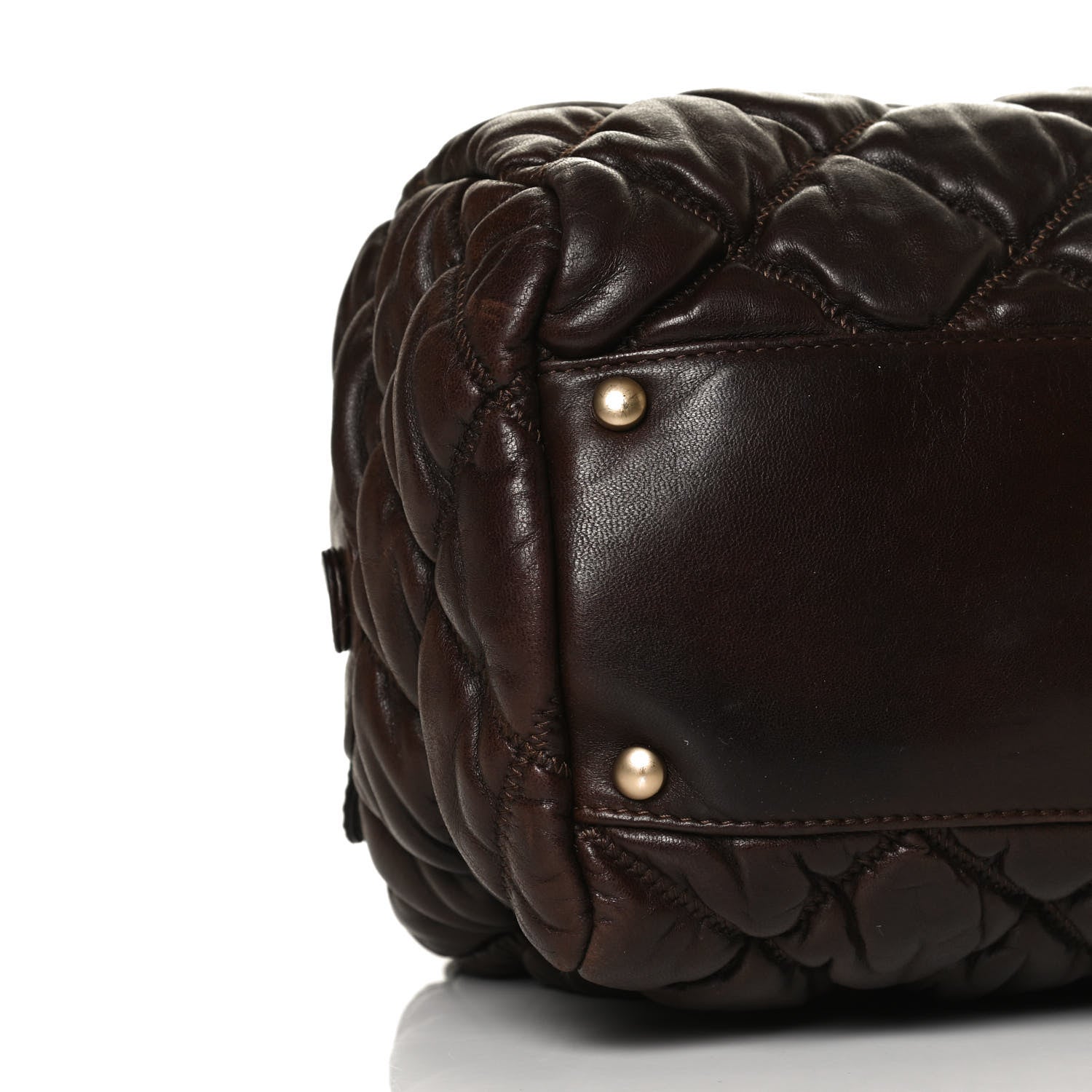 Chanel Calfskin Bubble Quilt Bowler Dark Brown 5 of 13