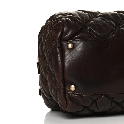 Chanel Calfskin Bubble Quilt Bowler Dark Brown 5 of 13