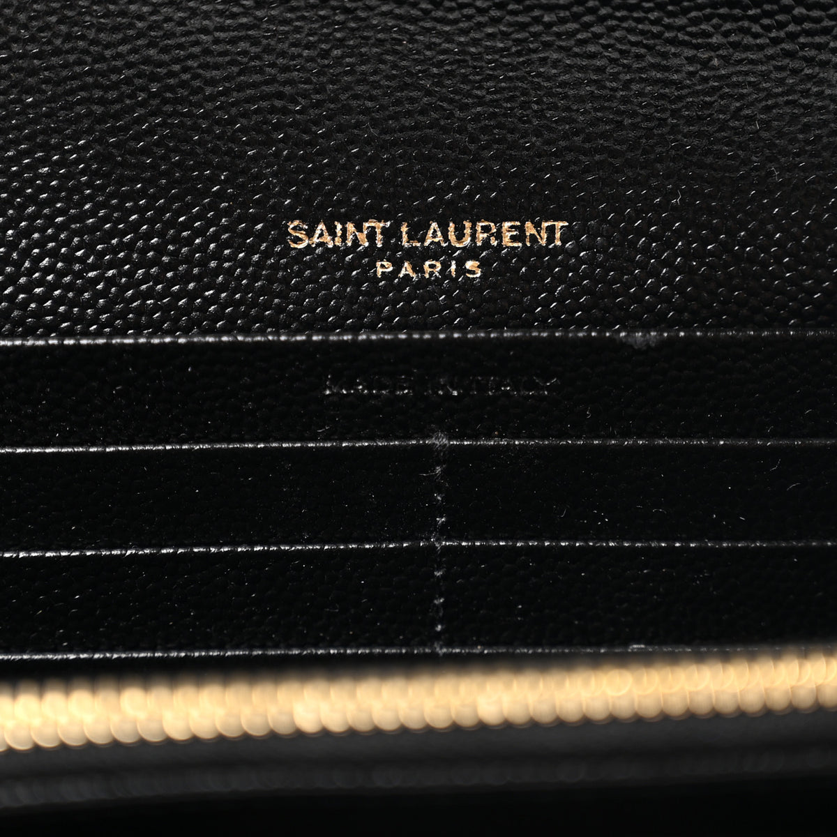 Saint Laurent Grain De Poudre Matelasse Chevron Monogram Flap Wallet Black 6 of 7