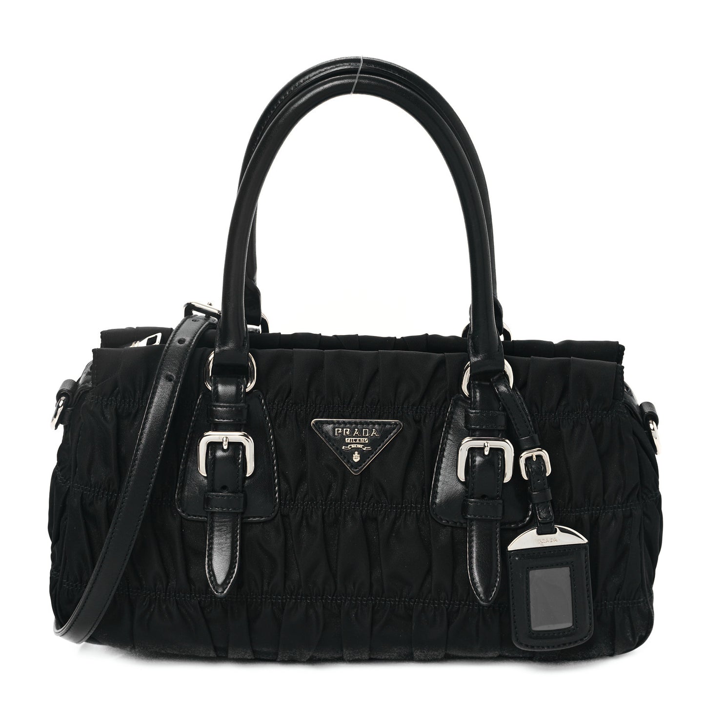 Tessuto Nylon Gaufre Shopping Satchel Black