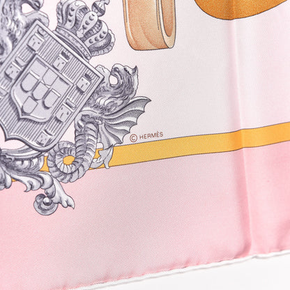 Hermes Silk Harnais De Cour Scarf 90 Rose Beige Caramel 4 of 5