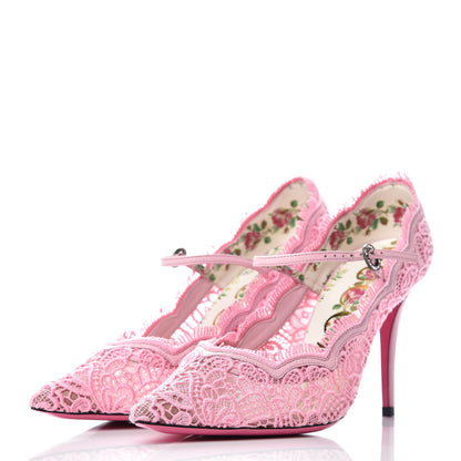 Gucci Lace Pizzo Venice Pumps 38.5 Sugar Pink 2 of 7
