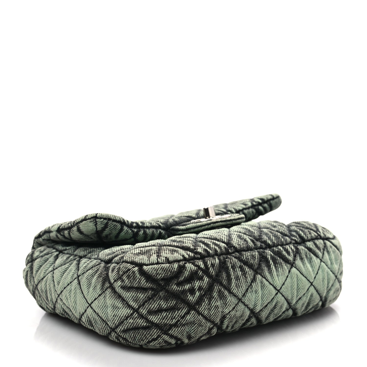 Chanel Washed Denim Quilted Small Denimpression Flap Green Black 3 of 7