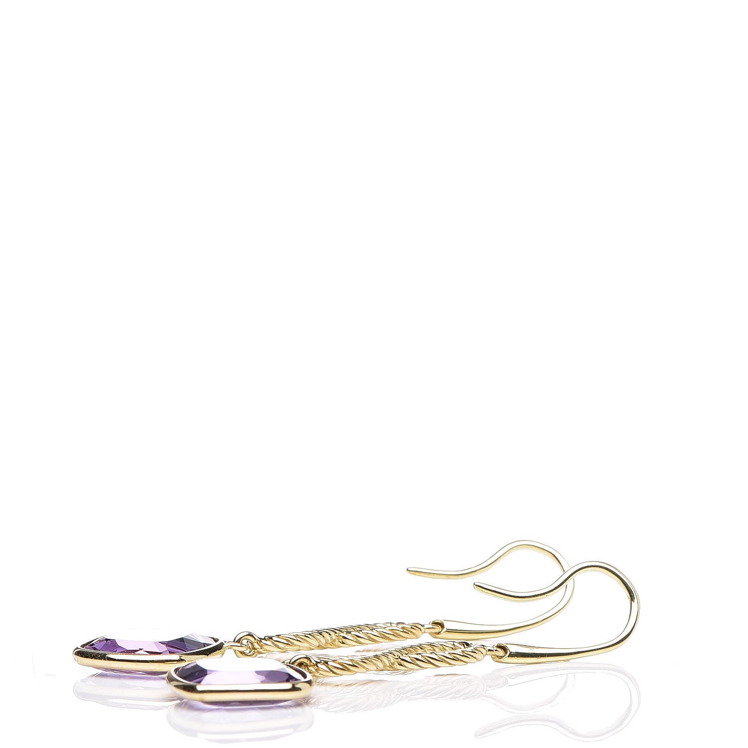 David Yurman 18K Yellow Gold Amethyst Infinity Drop Earrings 3 of 4
