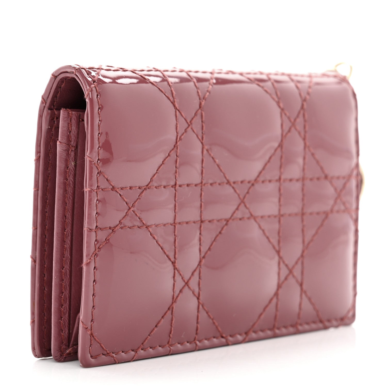 Christian Dior Patent Cannage Small Lady Dior Flap Card Holder Pink 3 of 8