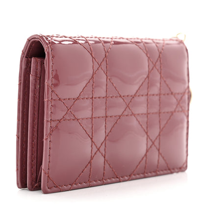 Christian Dior Patent Cannage Small Lady Dior Flap Card Holder Pink 3 of 8