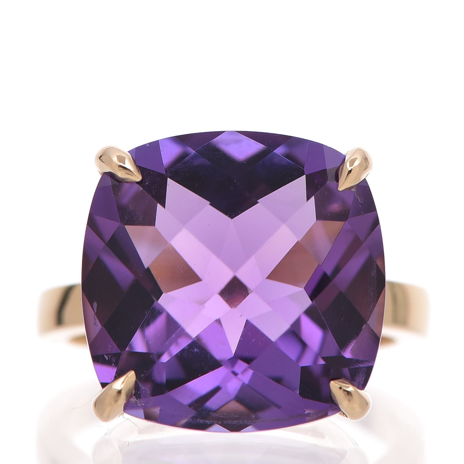 Tiffany 18K Yellow Gold Amethyst Sparklers Cocktail Ring 50 5.25 1 of 6