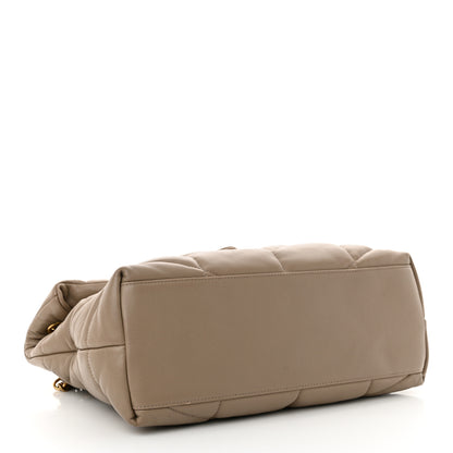 Saint Laurent Lambskin Quilted Medium Loulou Puffer Monogram Chain Satchel Dark Beige 4 of 12