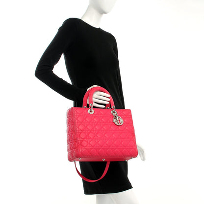 Christian Dior Lambskin Cannage Large Lady Dior Fuchsia 3 of 12