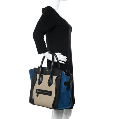 Celine Bullhide Calfskin Suede Mini Tri-Color Luggage Beige 2 of 12