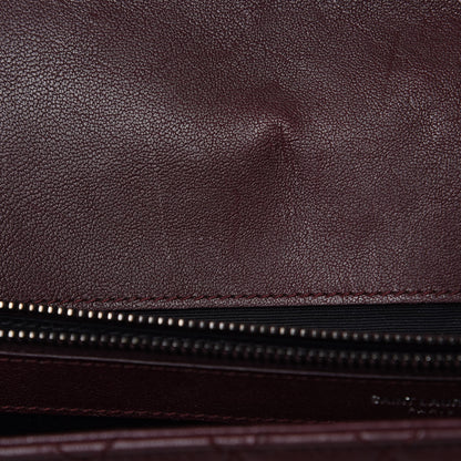 Saint Laurent Calfskin Mixed Matelasse Triquilt Large Monogram Envelope Satchel Bordeaux 11 of 13