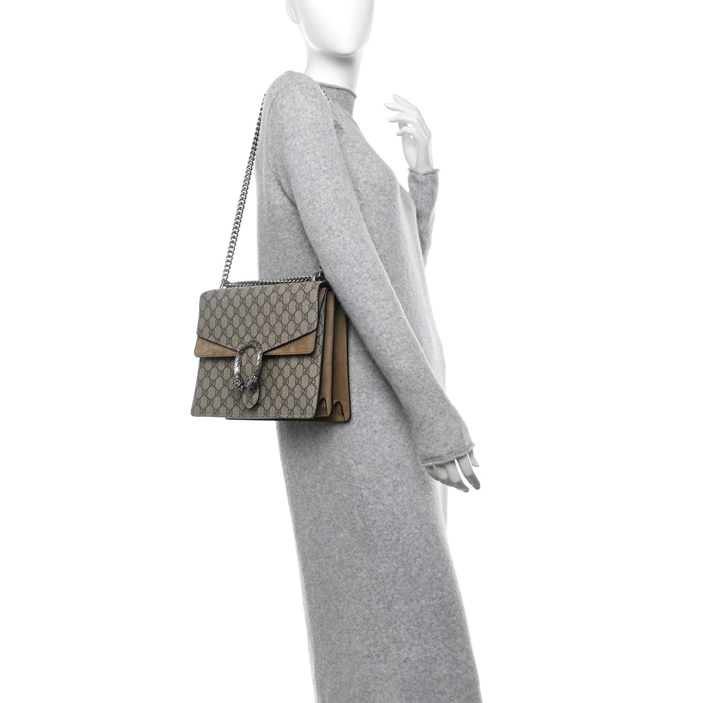 GG Supreme Monogram Medium Dionysus Shoulder Bag Taupe