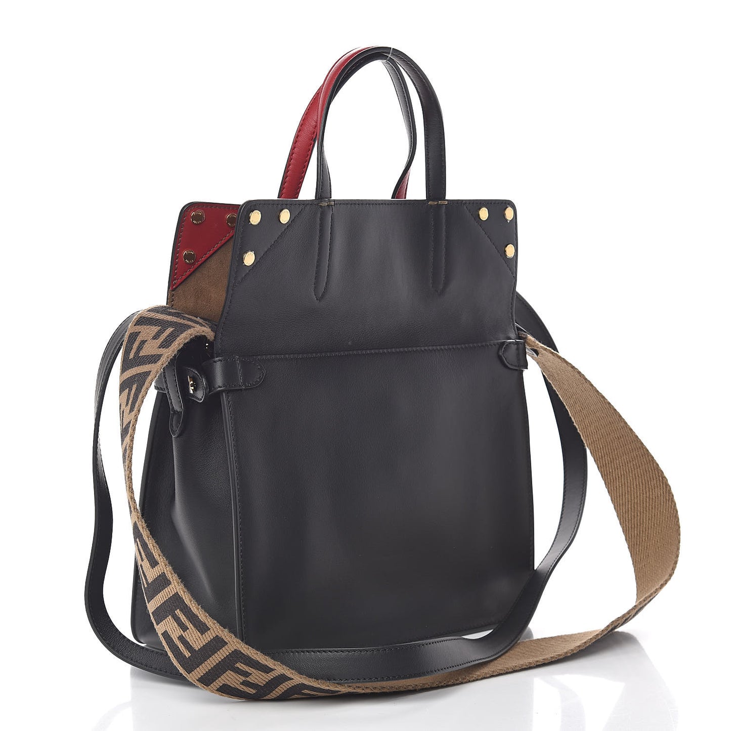 Vitello Grace Suede Small Flip Tote Black Fragola Marrone