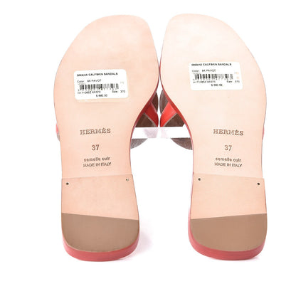 Hermes Calfskin Omaha Sandals 37 Pavot 5 of 8