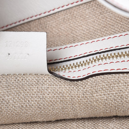 Gucci Canvas Embroidered Peggy Bamboo Top Handle Hobo White 8 of 15