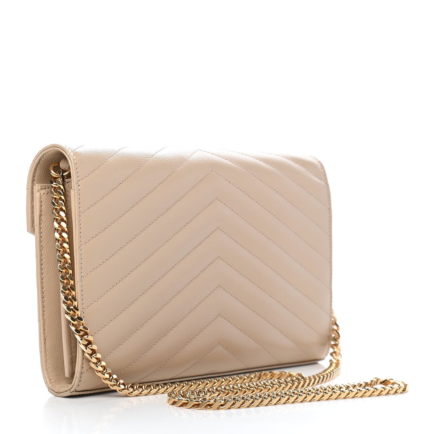 Grain De Poudre Matelasse Chevron Monogram Chain Wallet Nude Powder