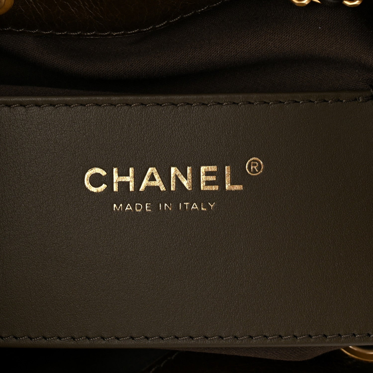 Chanel Shiny Crumpled Calfskin Quilted Small Chanel 25 Handbag Khaki 6 of 10