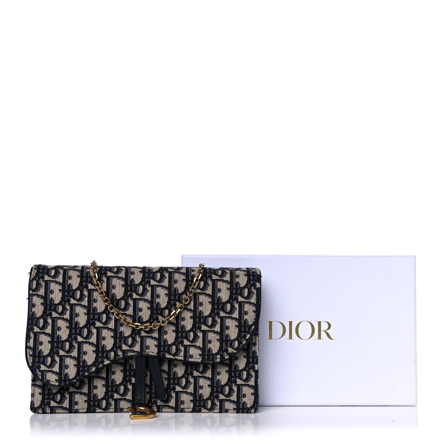 Christian Dior Oblique Saddle Chain Pouch Blue 13 of 13