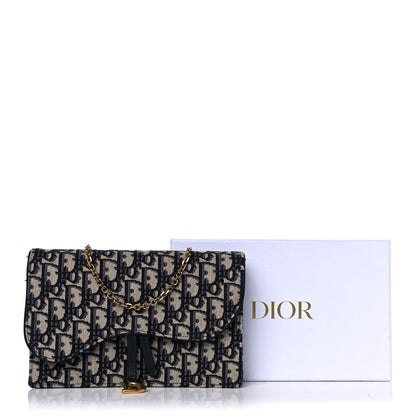 Christian Dior Oblique Saddle Chain Pouch Blue 13 of 13
