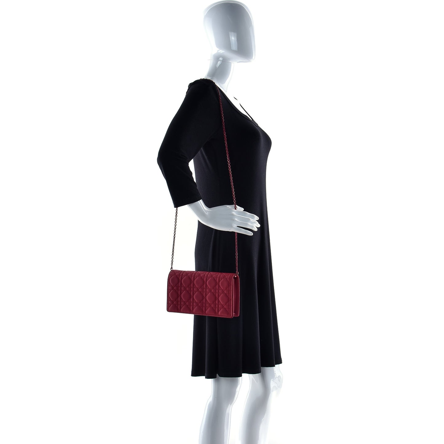 Ultra Matte Calfskin Cannage Lady Dior Clutch Cerise