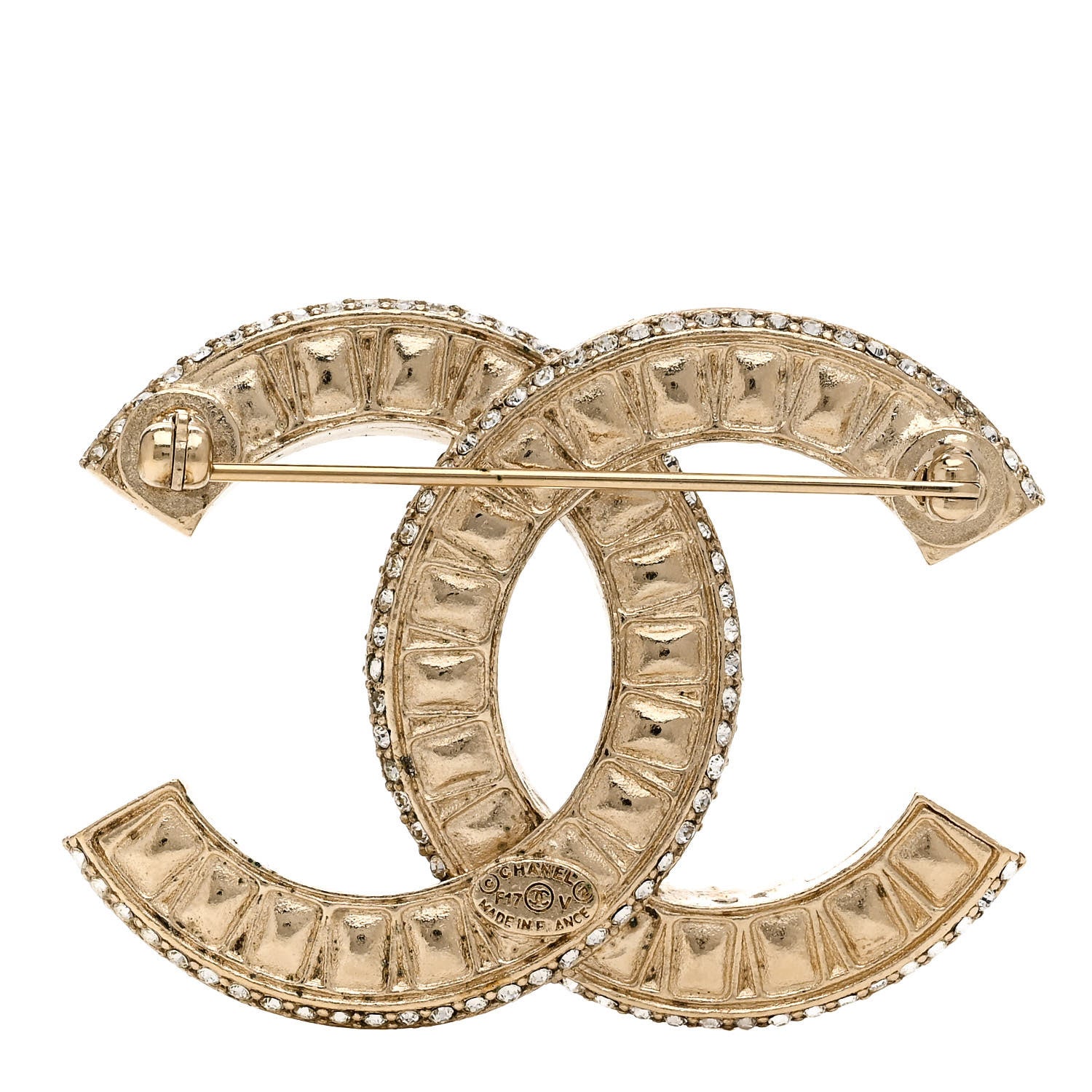 Chanel Baguette Crystal CC Brooch Gold 3 of 5
