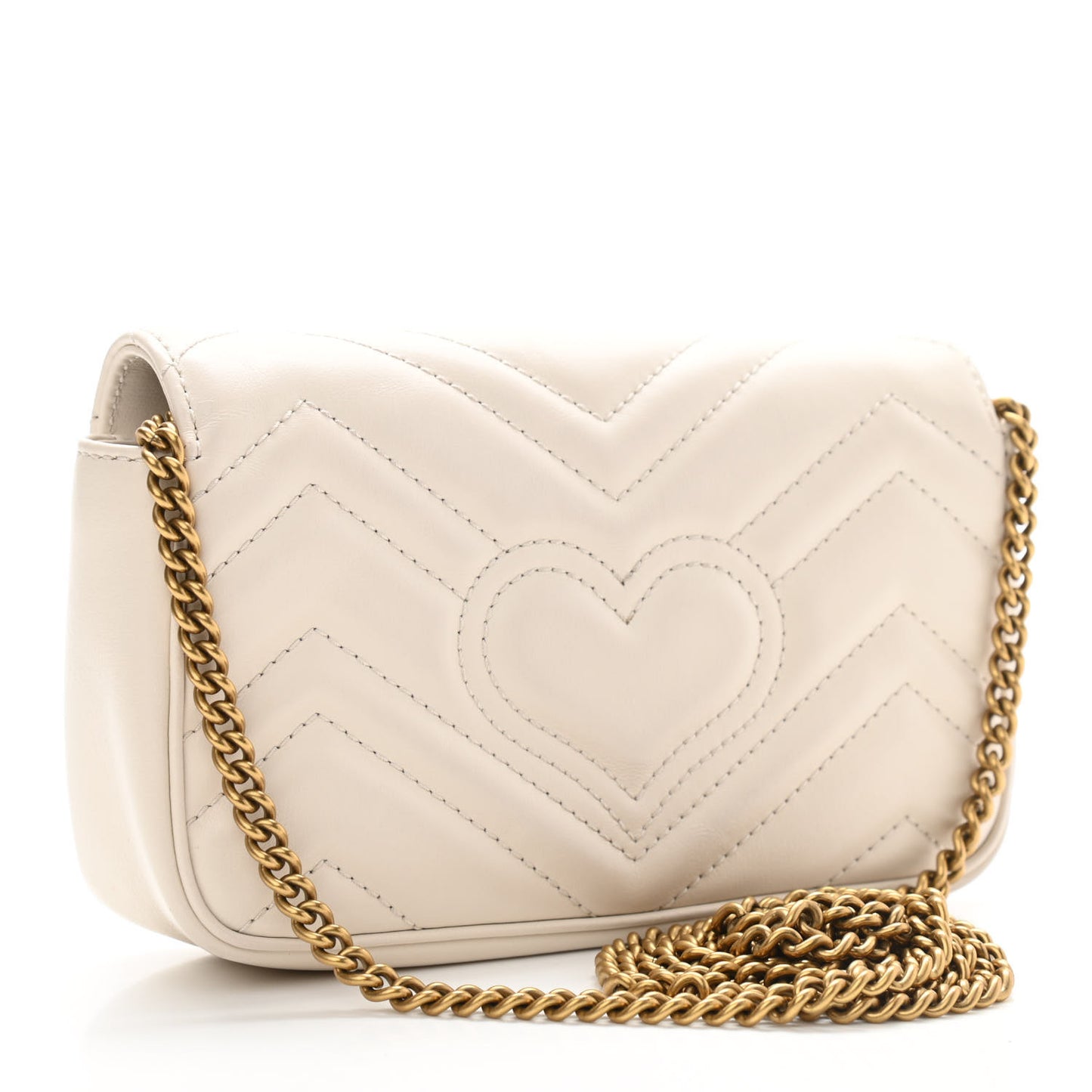 Calfskin Matelasse Super Mini GG Marmont Shoulder Bag White