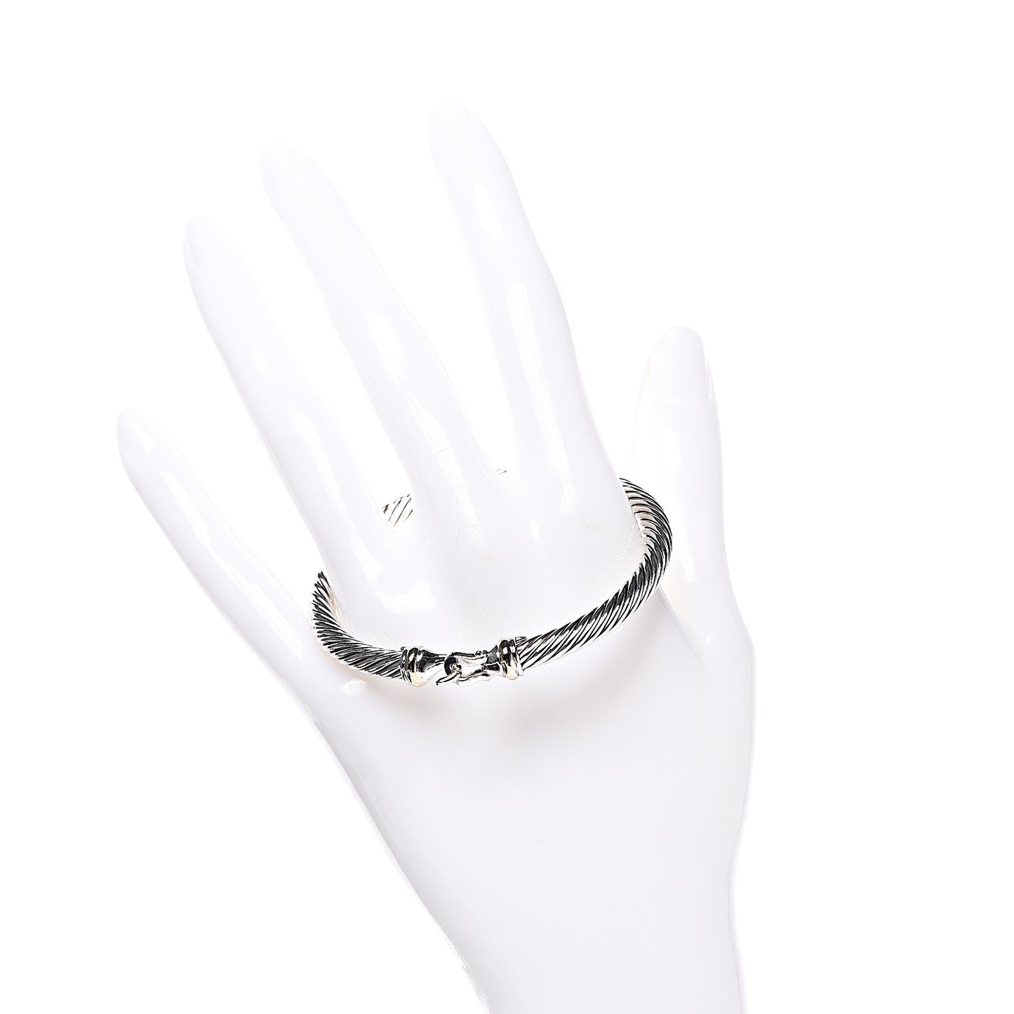 Sterling Silver 18K Yellow Gold 5mm Cable Classic Buckle Bracelet