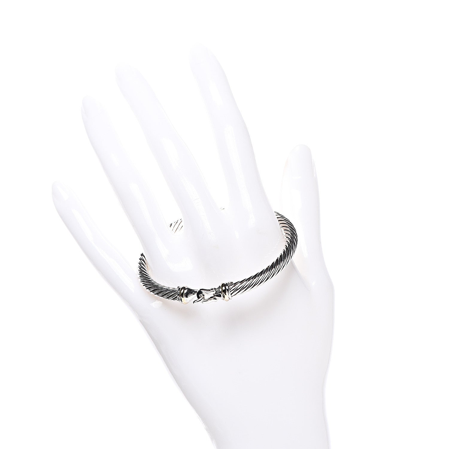 David Yurman Sterling Silver 18K Yellow Gold 5mm Cable Classic Buckle Bracelet 2 of 4