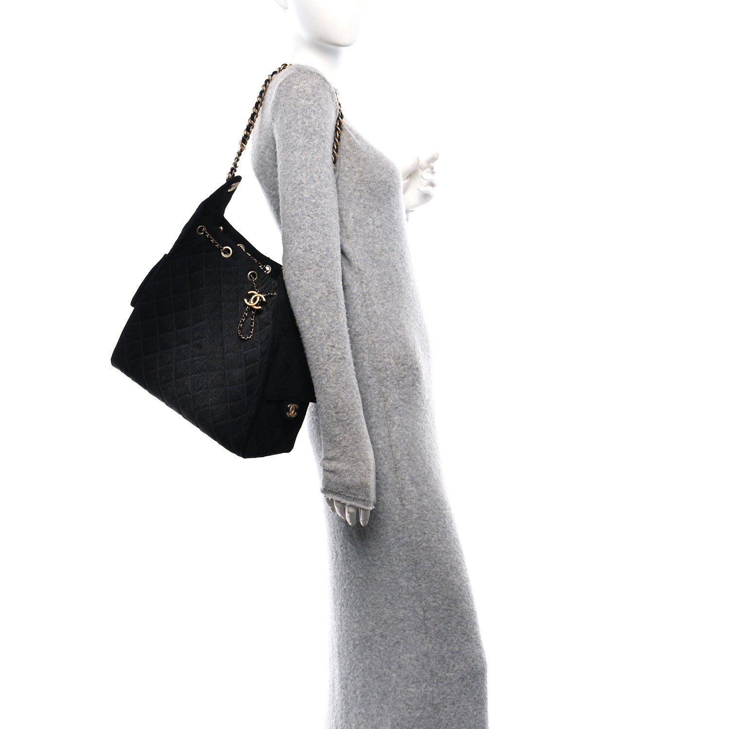 Chanel Washed Denim Quilted Medium Chanel 25 Handbag Black 2 of 12