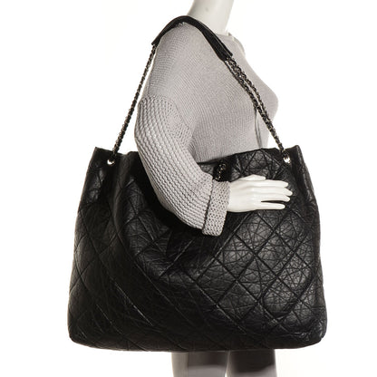 Chanel Aged Calfskin Oversized Reissue Drawstring Tote Black 2 of 7