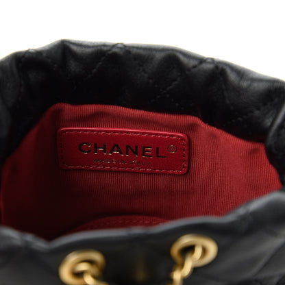 Chanel Calfskin Quilted Pearl Mini About Pearls Drawstring Bucket Bag Black 8 of 11