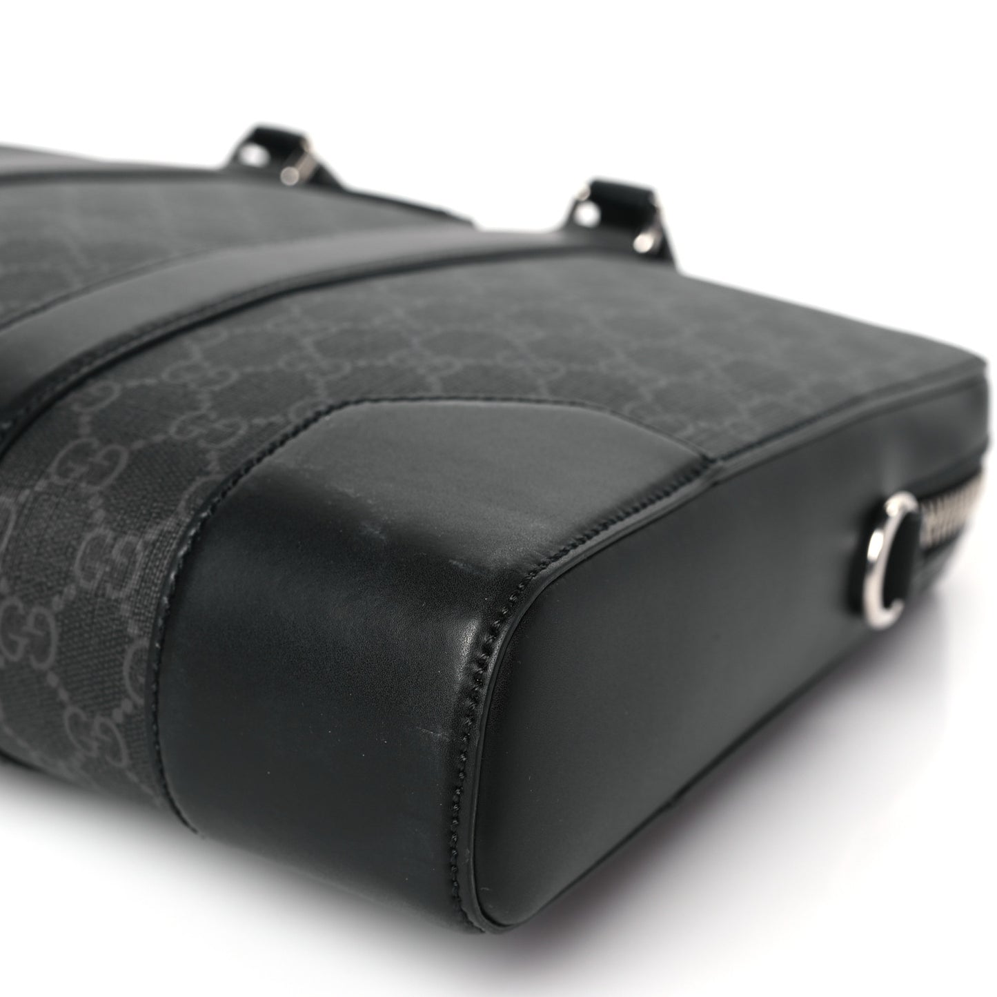 GG Supreme Monogram Appia Calfskin Web Briefcase Black