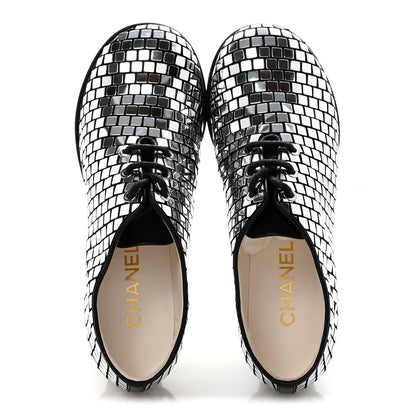 Chanel Mirror Facets Lace Up Boots 36.5 Silver 3 of 20