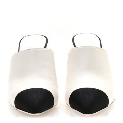 Chanel Lambskin Grosgrain Cap Toe Pearl Mule 38 Beige Black 3 of 8