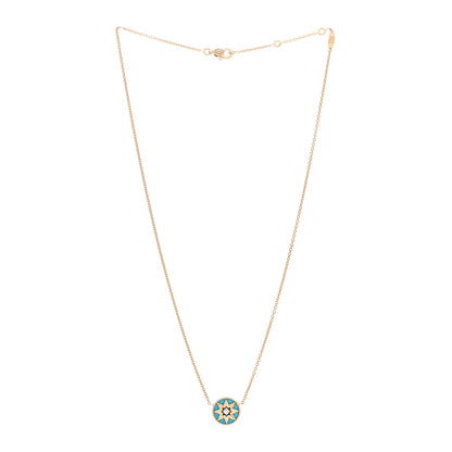 Christian Dior 18K Yellow Gold Diamond Turquoise Rose Des Vents Necklace 3 of 6
