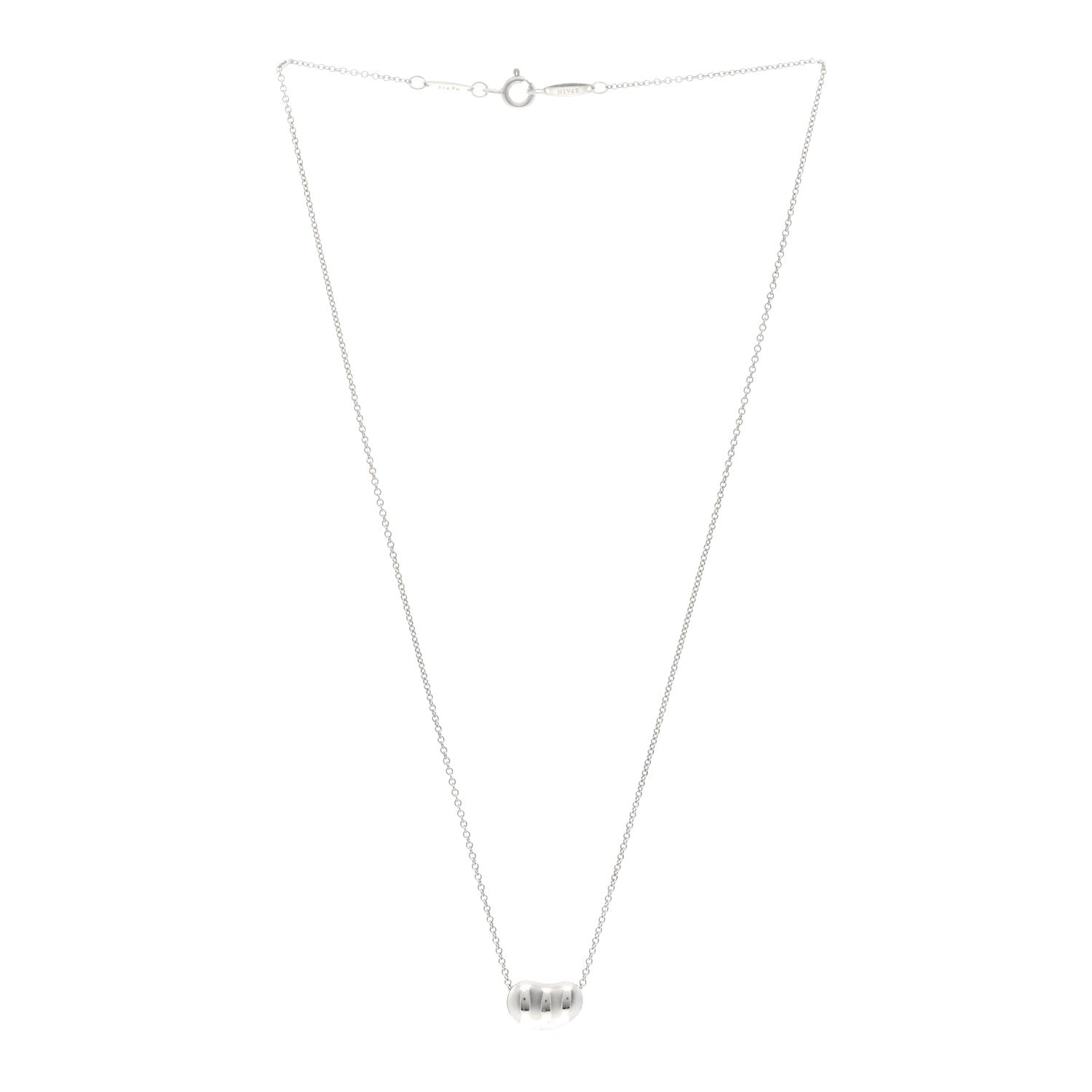 Tiffany Sterling Silver 12mm Elsa Peretti Bean Pendant Necklace 3 of 4