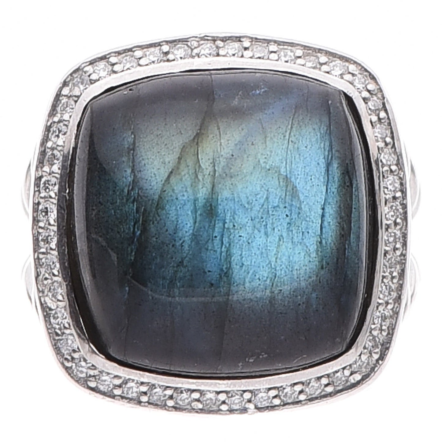 Sterling Silver Diamond Labradorite 17mm Albion Ring 54 7